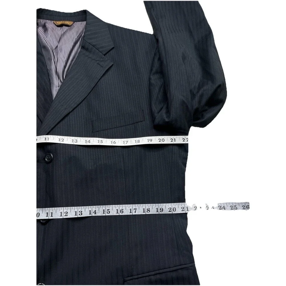 Caravelli Striped Super 150s Gray Mens 2pc Suit Jacket Pants 42R 36x30